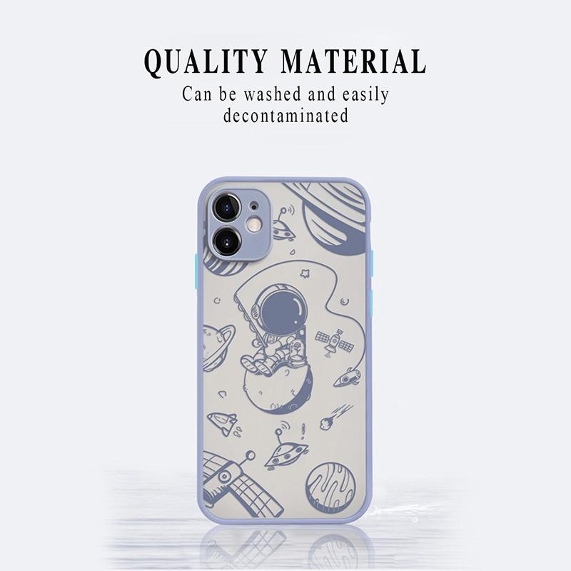 Роскошный матовый мультяшный противоударный чехол для телефона с космонавтом для iPhone 13-17