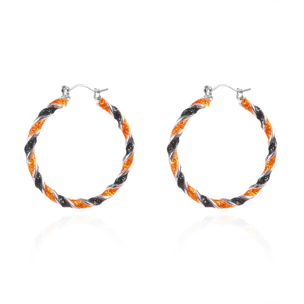 Popular Halloween Earrings Series, Dripping Pumpkin Ghost Black Orange Twisted Earrings Female, Niche Design Sense