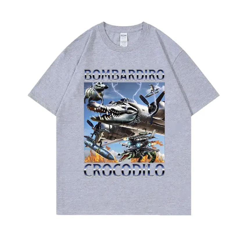 Смешной мем Итальянский маразм Бомбардиро Крокодил Крокодил Самолет Бомбардировщик Футболка Мужская Женская Повседневная Хлопковая Винтажная Юмористическая Футболка