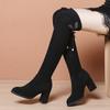 Женская обувь на модном рукаве, женские сапоги, зимние туфли с круглым носком, женские сапоги на длинном бочонке и толстом каблуке, большие размеры