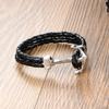 European and American jewelry, leather rope woven anchor bracelet, stainless steel bracelet