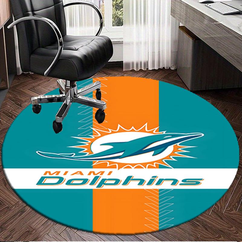 Dolphins Team Round Rug for Livingroom,Bedroom, Palyroom, Chair Rug, Area rug, Circle Carpet, Large Size Fan Christmas gift