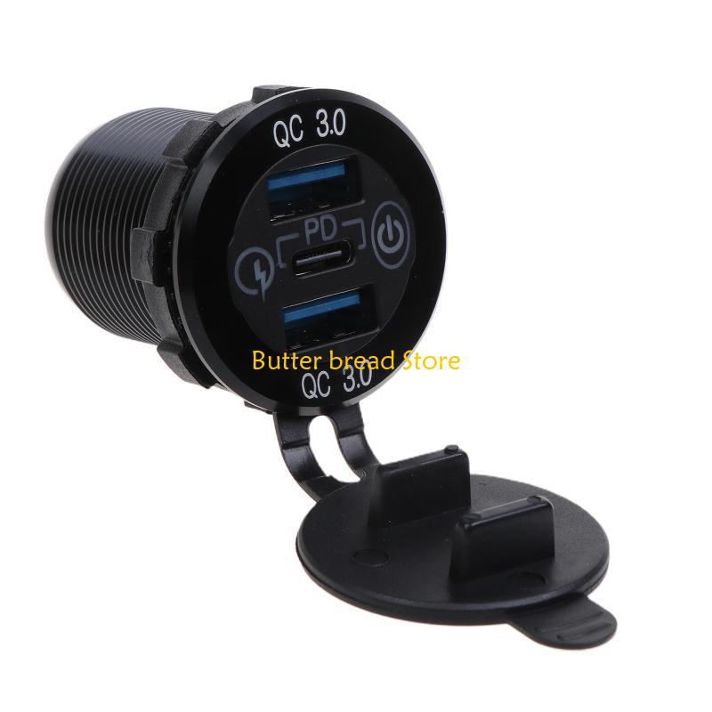 W89C 12В/24В USB Type-C Порт 63Вт PD, для QC Розетки Автомобильной Розетки с Чувствительным Сенсорным Переключателем Розетка Питания