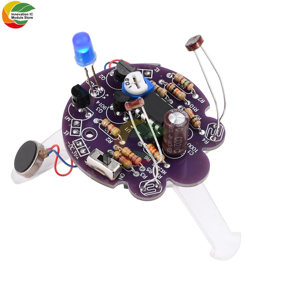 Photosensitive Mobile Robot Kit Firefly DIY Bulk Tail Breathing Light Fun Electronic Education Training LED Electronic Kit