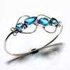 Swissblue Topaz Gemstone 925 Silver Plated Handmade Jewelry Cuff Bangle