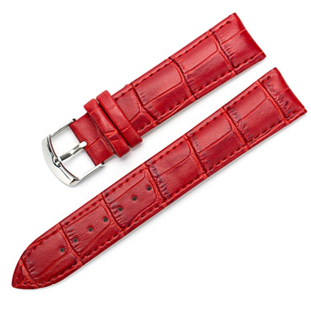 8 10 12 14 15 16 17 18 19 20 Mm Genuine Leather Watchband Watch Belt Strap Wristwatches Band Female Red White Black