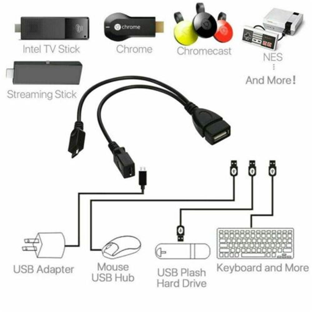 2-в-1 20 см Кабель питания Адаптер кабеля Micro USB OTG Кабель для передачи данных USB-адаптер Y-разветвитель
