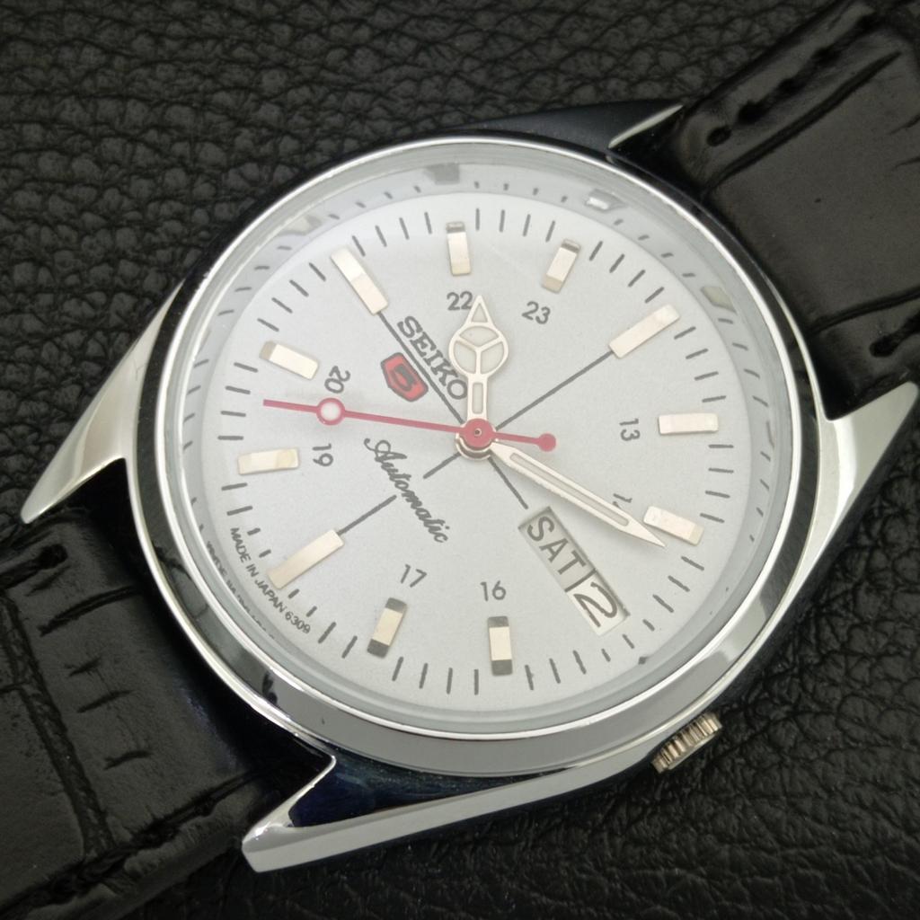 ОТРЕМОНТИРОВАННЫЕ ВИНТАЖНЫЕ МУЖСКИЕ ЧАСЫ SEIKO 5 AUTOMATIC 6309A ЯПОНИЯ БЕЛЫЕ a442792-1