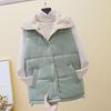 2024 Корейский женский короткий жилет без рукавов из овечьей шерсти на пуху для осени/зимы