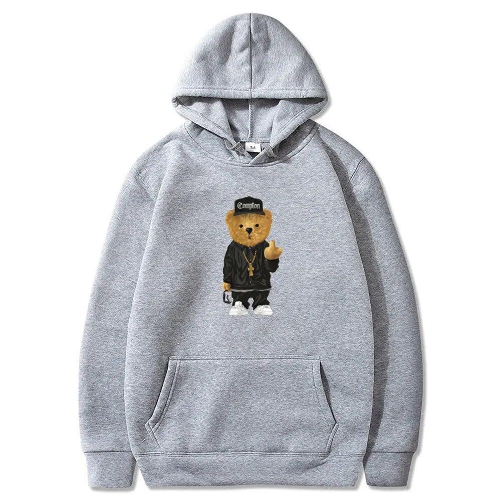 Autumn Winter Hoodies Unisexs Harajuku Toy Bear Print Hooded Sweatshirts Streetwear Hip Hop Casual Pullover Fashion Unisex Clothing