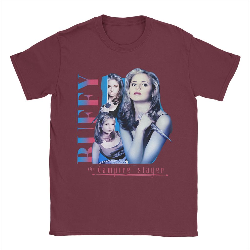 Мужские футболки Buffy The Vampire Slayers Buffy Collage Хлопковые топы Модные футболки с коротким рукавом и круглым вырезом 4XL 5XL 6XL