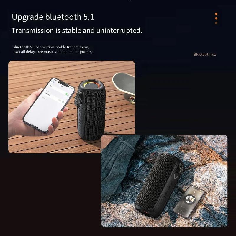 2400mAh Bluetooth Speaker LED Flashing Soundbar Portable Outdoor Sound Box Waterproof Loudspeaker Support TF Card