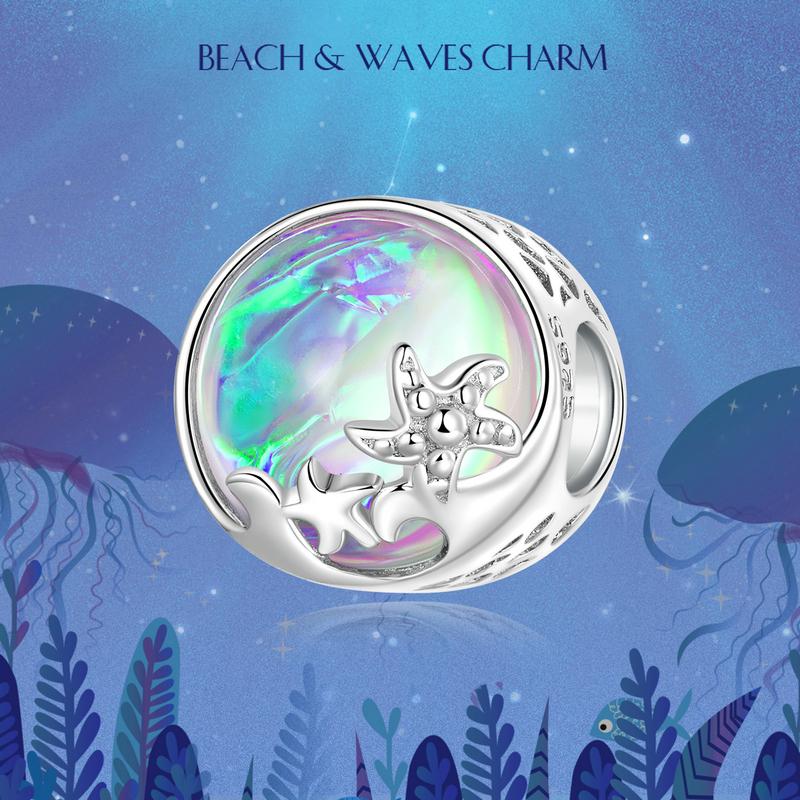 BAMOER 100% 925 Sterling Silver Charm Beach & Waves Beads Fit for Original Bracelet & Bangle Fine DIY Making Women Jewelry