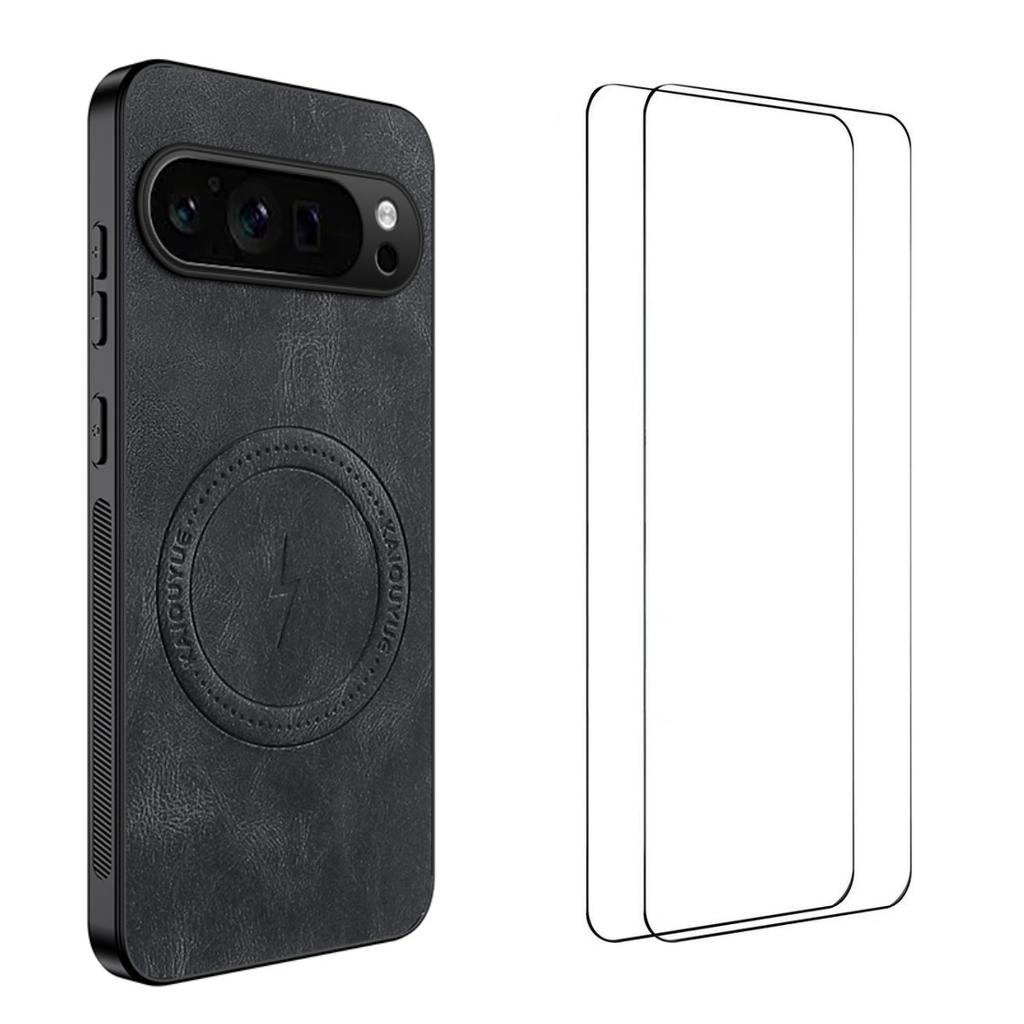 For Google Pixel 9 Pro Magnetic Case WANLONFENG SD Series PC TPU Phone Cover with 2Pcs Screen Film