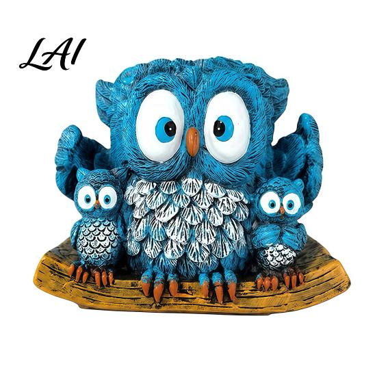 Hanging Flower Pot Decorative Owl Flowerpot Resin Swing Succulents Planter Cute Parent-child Garden Decor Planter with Hemp Rope for Indoor Outdoor
