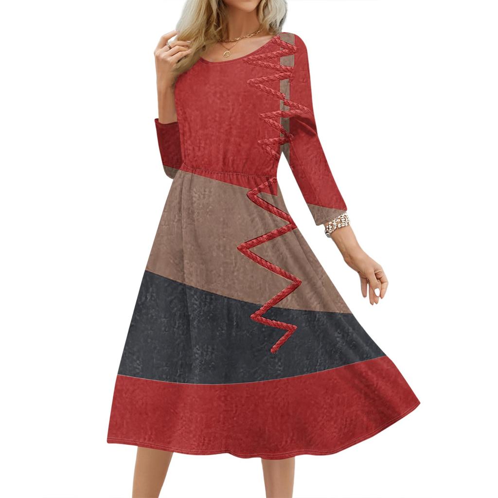 Женское модное платье свободного кроя с цветочным и лиственным принтом