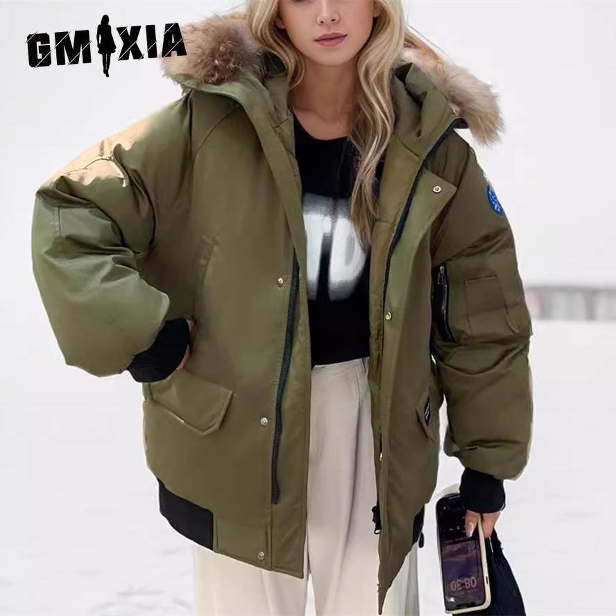 GMXIA Женские винтажные повседневные однотонные куртки и пальто с капюшоном с длинными рукавами и осенне-зимним принтом