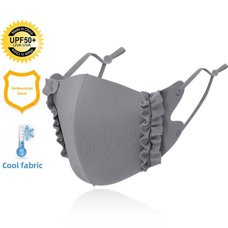 Маска Ice Silk 3D с регулируемым краем для ушей - карамельного цвета, тонкая, дышащая, солнцезащитная, из прохладной ткани