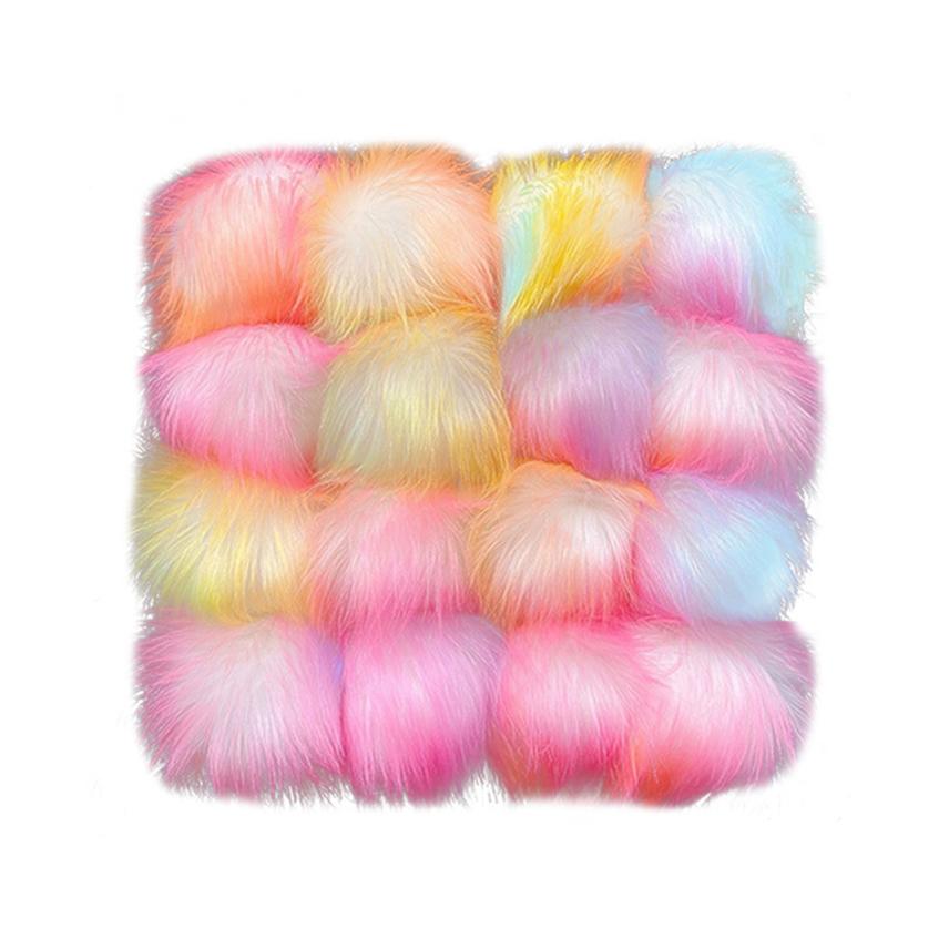 1 шт. Шапка с помпоном из искусственного меха, шарик, меховой шарик, сделай сам, ручная работа, помпоны для рукоделия, красочный искусственный помпон с резинкой, аксессуары для шляпы