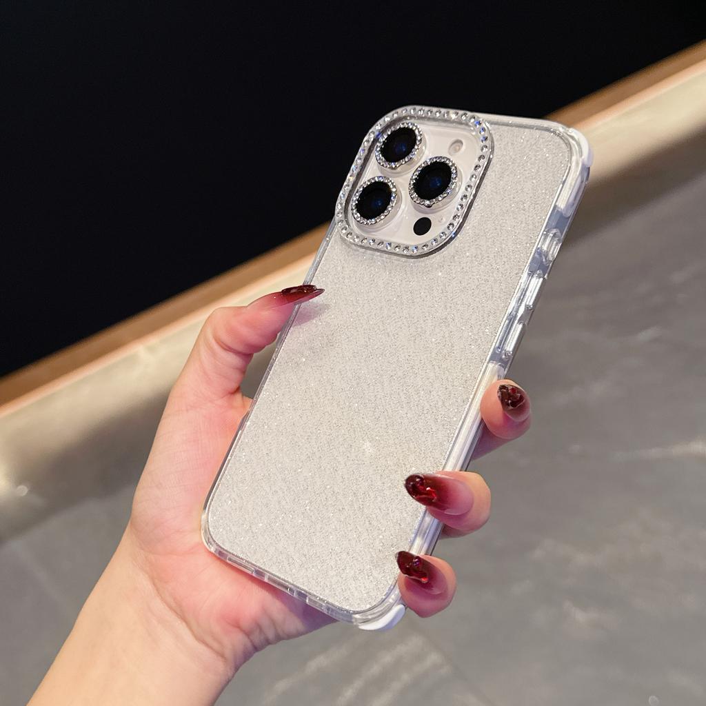 For iPhone 16 Pro Max Case Rhinestone Decor Glitter TPU Anti Drop Phone Cover