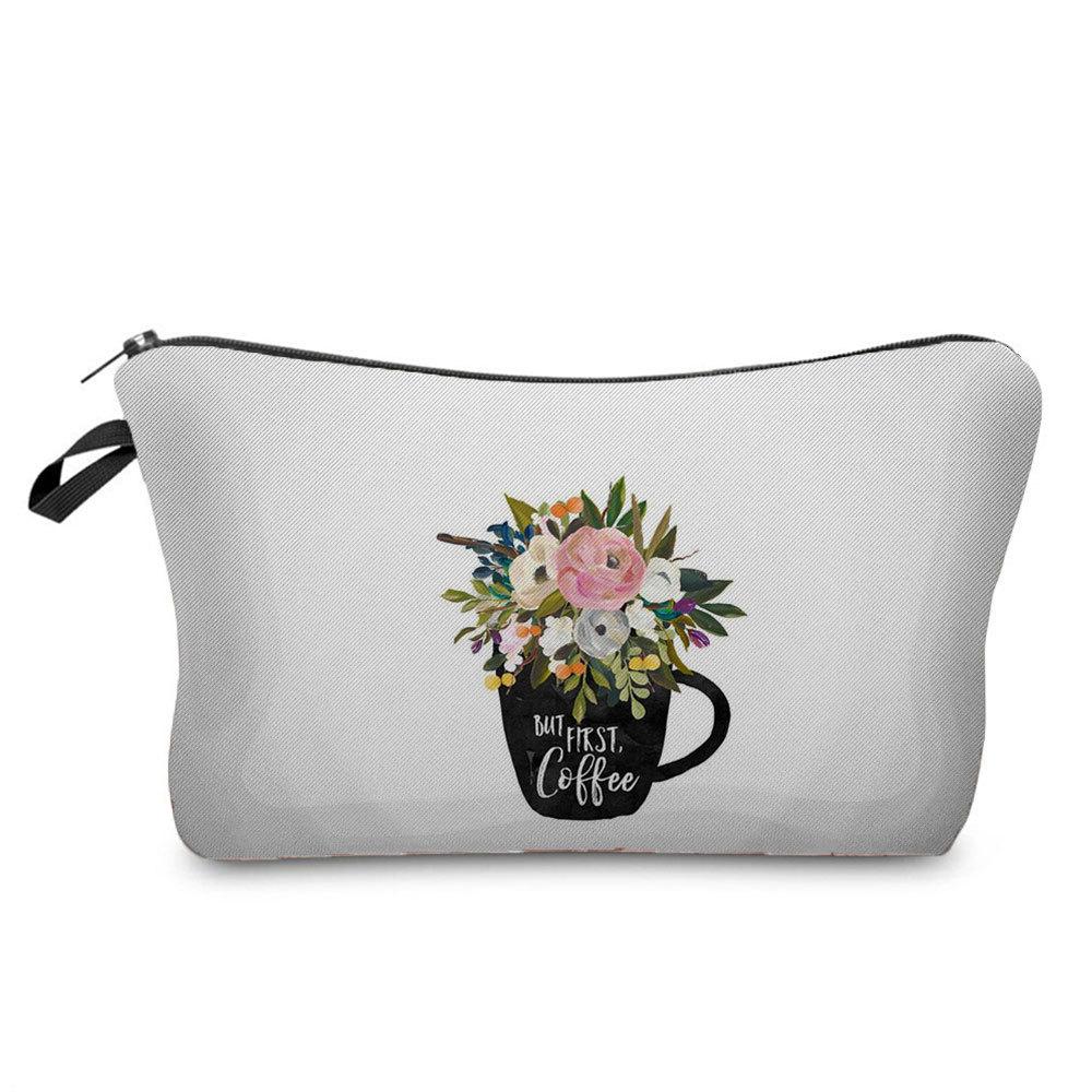 Women Flower Print Cosmetic Bag Toiletries Organize Travel Storage Case 6669