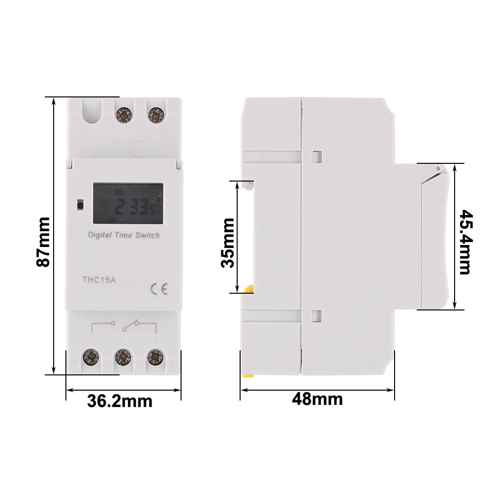 1Pcs Programmable THC15A Weekly 7 Days Relay Control Durable Digital Timer Switch