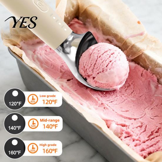 Wireless Ice Cream Spoon Heated Scoop, Electric for Hard Cream, Adjustable Temperature Scoop 3 Temps, Fast Heating, Rechargeable Self Warming