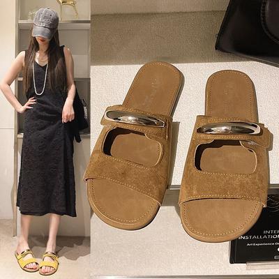 Мода Мода Универсальная Женская Обувь Лето Новые Туфли на Плоской Подошве с Круглым Носком Ретро Противоскользящие Женские Сандалии Комфортные Мягкие Женские Шлепанцы