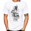 Rotre Beach Scene Cars Tattoo Men T Shirt Vintage Beach Bus Surf Sport Cloth Retro Surfing Board Tops Hipster Boy Tees