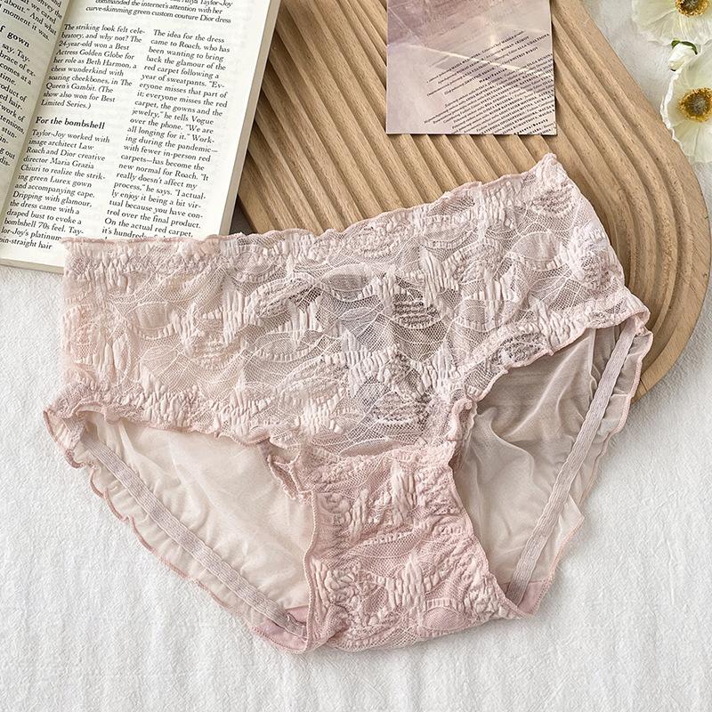 Women's Sexy Lace Hollow Fun Gauze Bubble Pants Cotton File Underwear