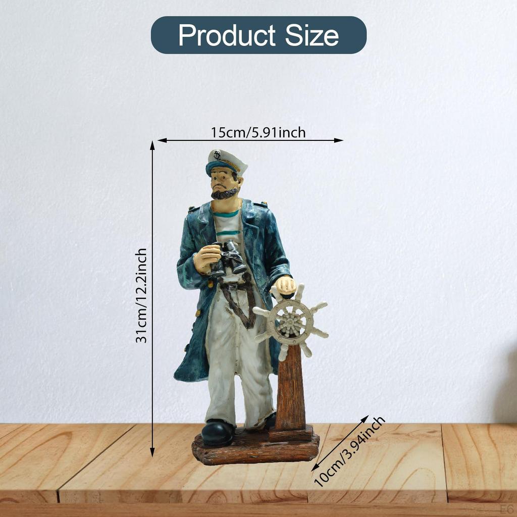 Fisherman Statue Figurine Desk Figure Decoration Home Decor Xmas Gift Sculpture Resin Sailor