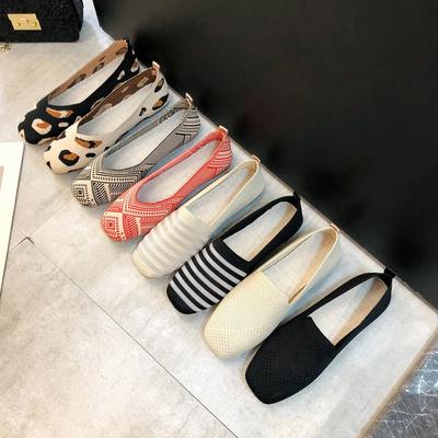 Модная женская обувь без шнуровки на плоской подошве, женская вязаная обувь на мягкой подошве, рыбацкая обувь с легкой сеткой, парусиновая дышащая женская обувь на плоской подошве