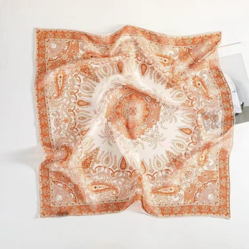 Spring and Summer New 100% Mulberry Silk Georgette Silk Scarf Women's Retro Lazy Chinese Square Scarf Premium Scarf Accessories