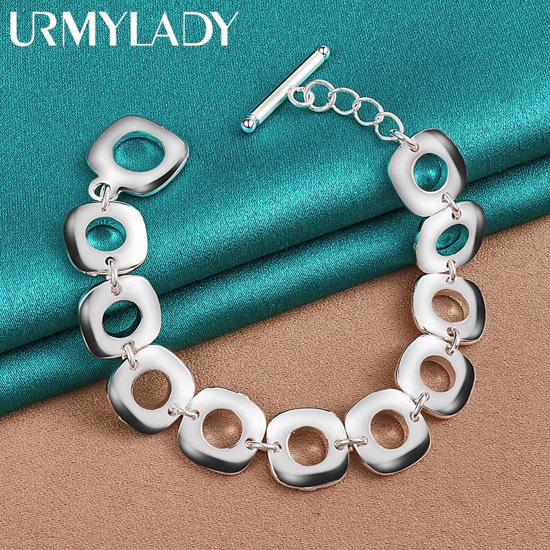 Браслет-цепочка из стерлингового серебра 925 пробы с круглым кольцом, модные ювелирные изделия