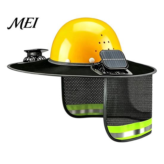 Ventilated Helmet Visor Hat Neck Shield with Fan, Ventilation Mesh Design, Full Brim Anti-deformation Sun Protection Guard for Construction