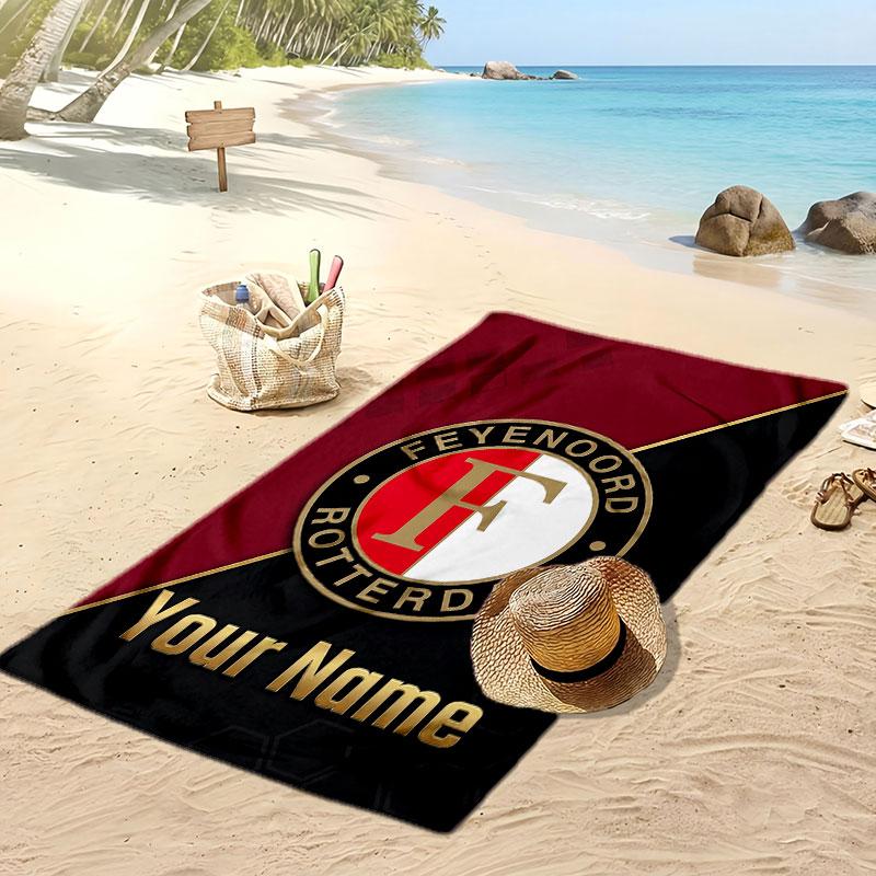 Персонализированное пляжное полотенце Feyenoord с принтом, футбольный логотип, поддержка, индивидуальное имя, текст, впитывающее полотенце для спорта, путешествий, особый подарок