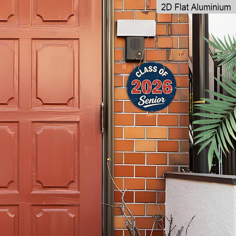 2D Flat Aluminum 2026 Graduation-themed Wall Hanging Is Available in Multiple Sizes. Its American Retro Navy Blue and Red Design Makes It A Perfect