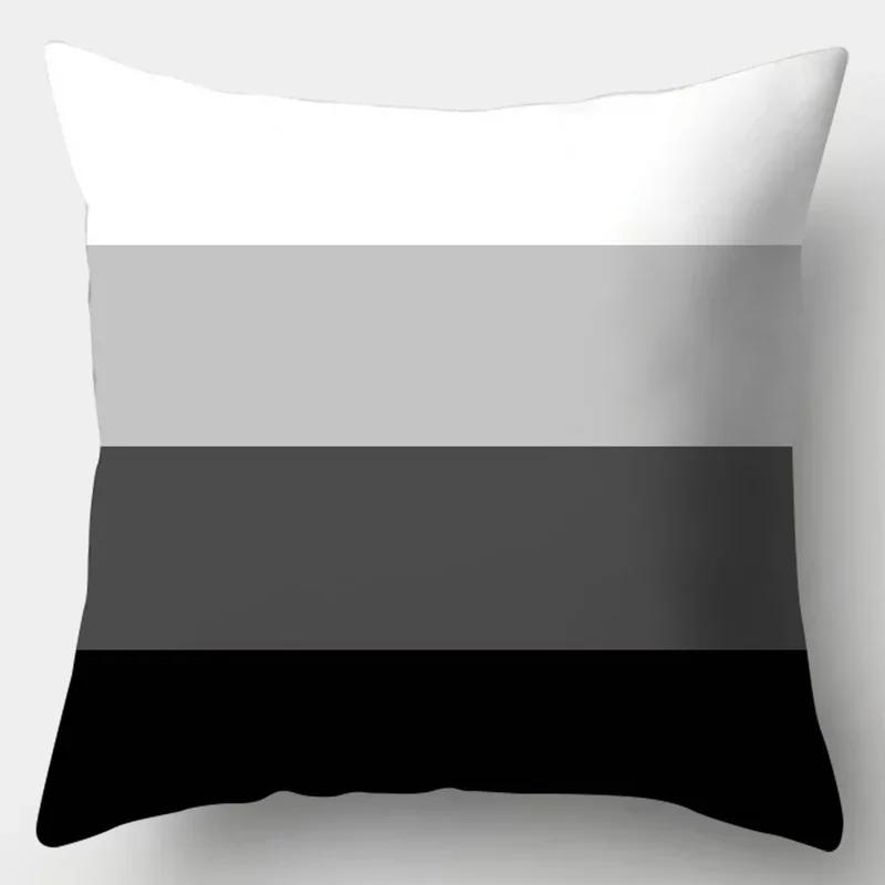 Black White Modern Style Cushion Cover 45x45cm Polyester Decorative Pillow Cover Living Room Bedroom Sofa Bed Pillow Case