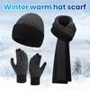 3 шт./набор Унисекс Зимняя шапка-бини Шарф Перчатки Набор Толстая Вязаная Теплая Шапка Перчатки с сенсорным экраном Эластичная Защита ушей Ветрозащитная