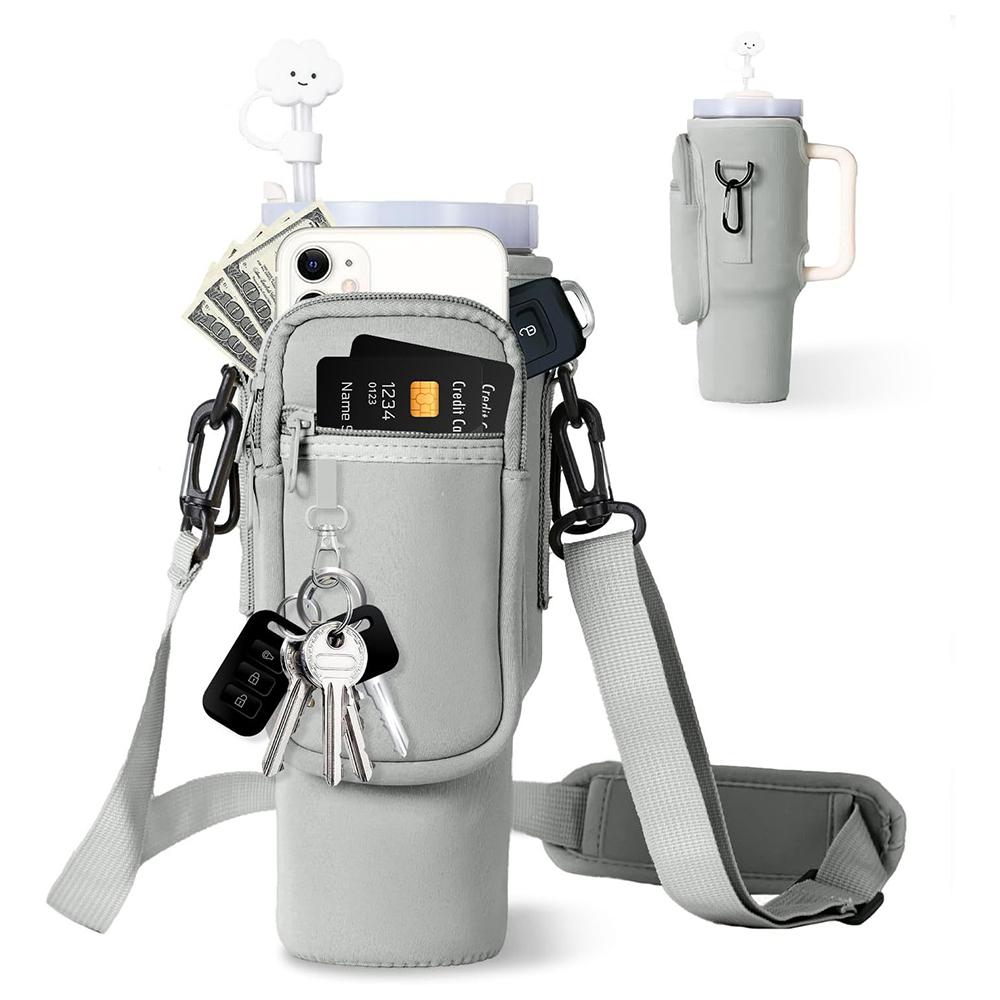 Чехол для бутылки с водой может быть защитным чехлом через плечо. Сумка-переноска для бутылки с водой с карманом для телефона, держатель для бутылки с регулировкой
