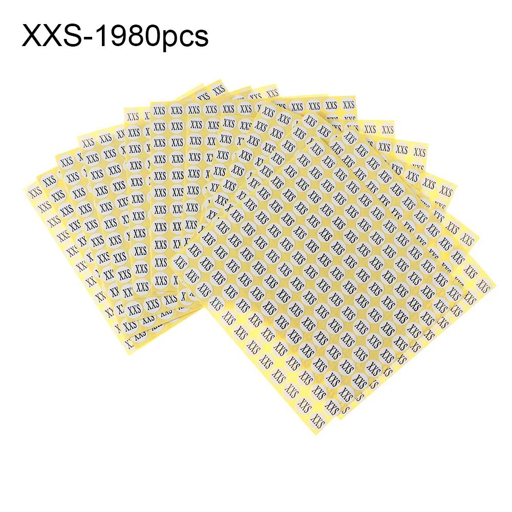 500/1980pcs Paper Self-Adhesive Size Labels for Clothing Garment Shoes Size Sticker Tags Sticker Size Label XS/S/M/L/XL Size