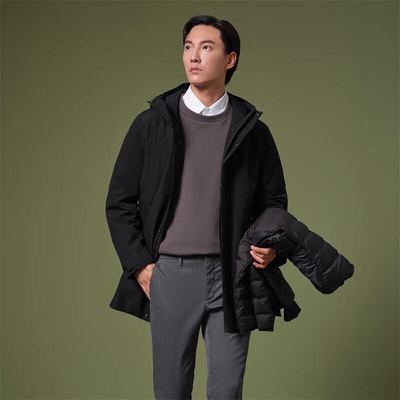 Tanboer Men's Business Goose Down Jacket with Detachable Hood & Liner TA232579