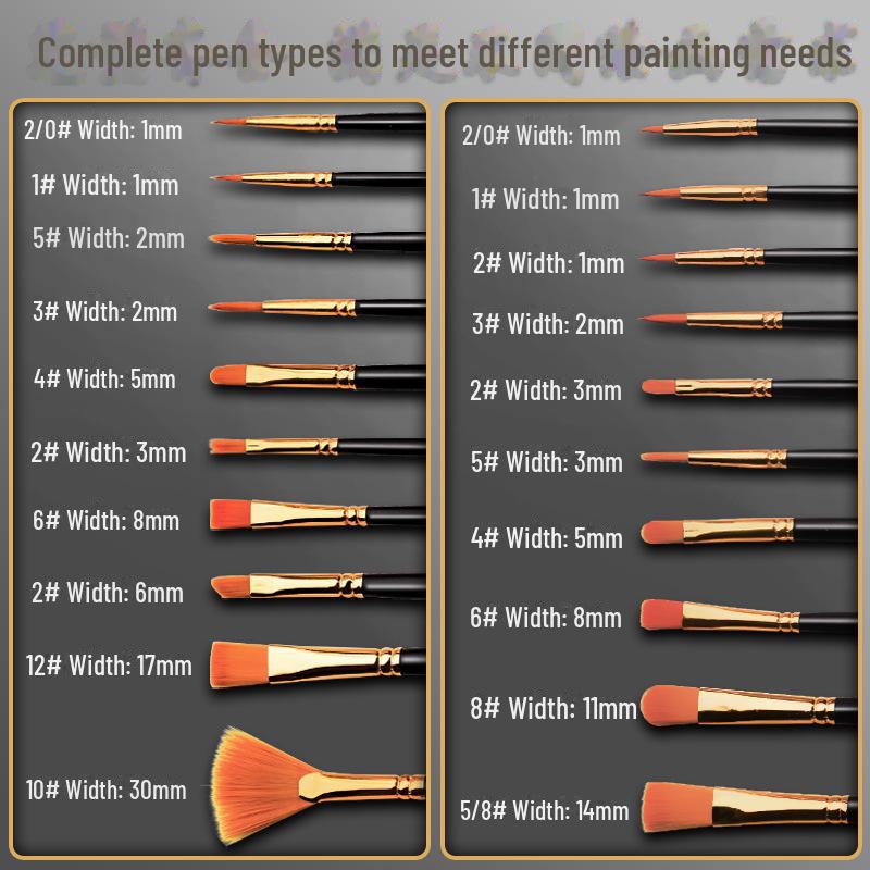 Набор нейлоновых кистей для рисования гуашью и акварелью для студентов-художников для акриловой и масляной живописи