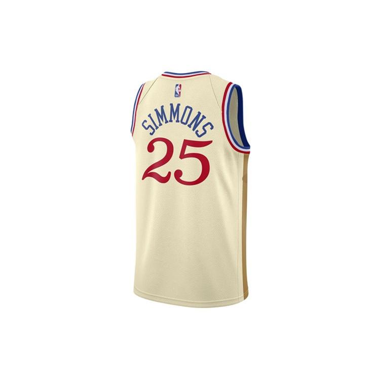 Nike Мужская форма NBA Philadelphia 76ers Бен Симмонс 25 Городская версия Swingman Белая Кремовая Мужская AV4664-281