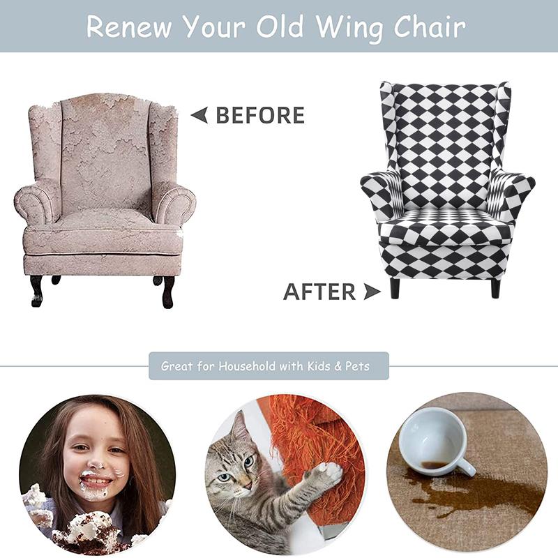 Чехлы для стульев с крыльями, 2 шт./компл., эластичный чехол для дивана, чехол для кресла с принтом, защитный чехол для мебели, мягкий диван с эластичным дном