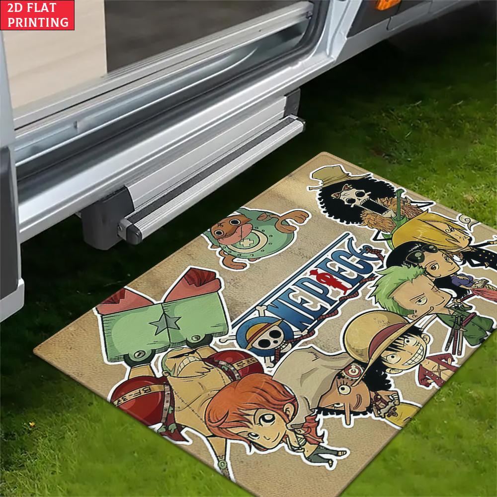 Anime Chibi Straw Hat Crew Doormat, Cute Cartoon Pirate Non-slip Floor Mat, Decorative Entrance Rug for Home Living Room Bedroom