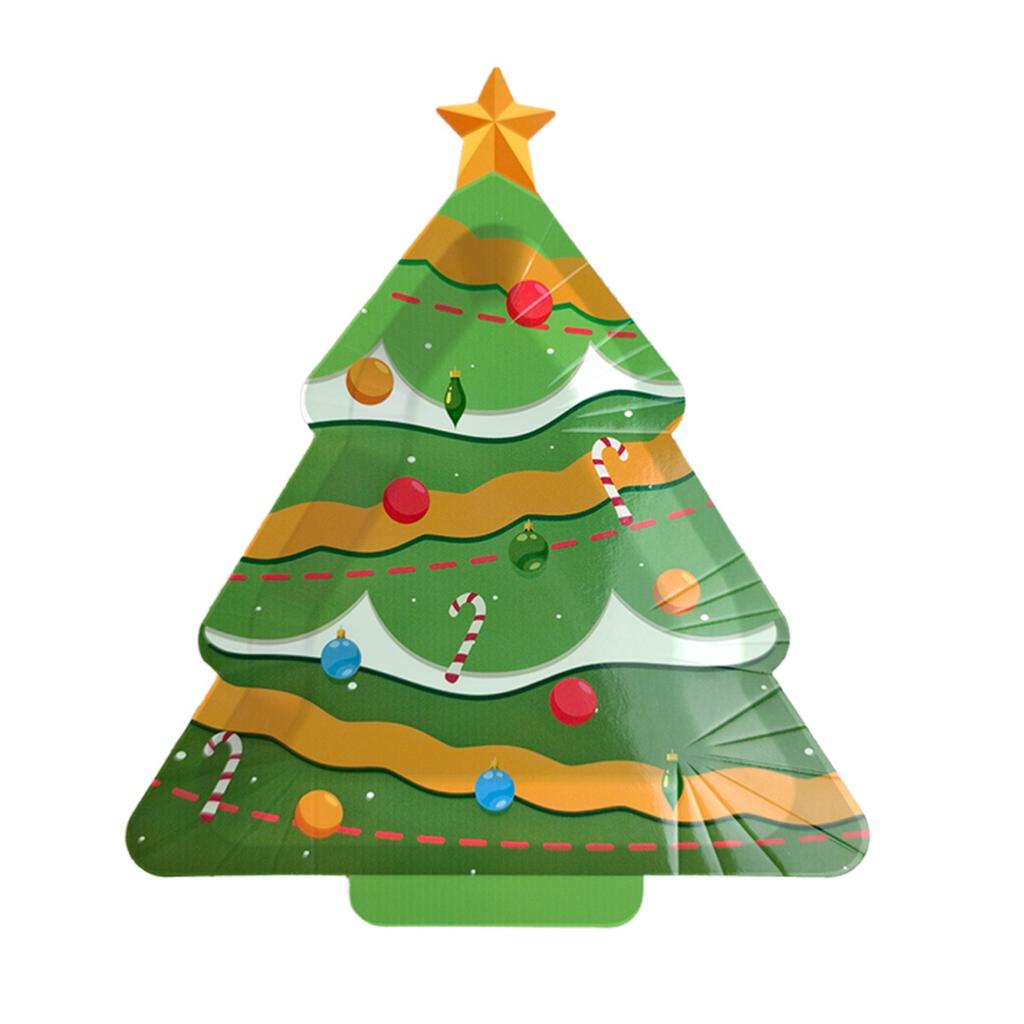10pcs Cute Christmas Tree Paper Plates Disposable Holiday Dinnerware For Party And Cake Snacks For Celebrations And Family Gatherings