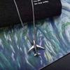 Hip hop airplane pendant titanium steel necklace, men's simple and fashionable versatile, neck chain, non fading, women's long sweater chain