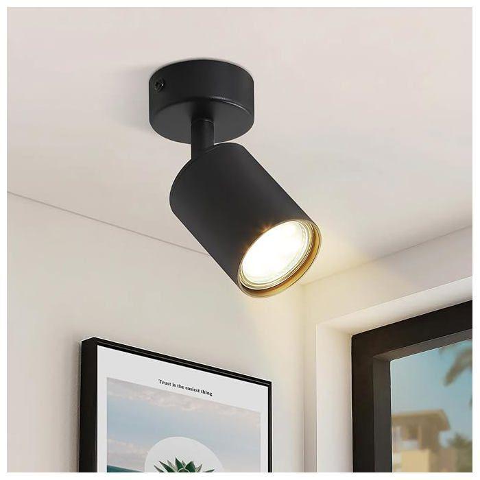 Spot d'intérieur - NETTLIFE - Spot GU10 - Noir - Orientable 350° - Métal