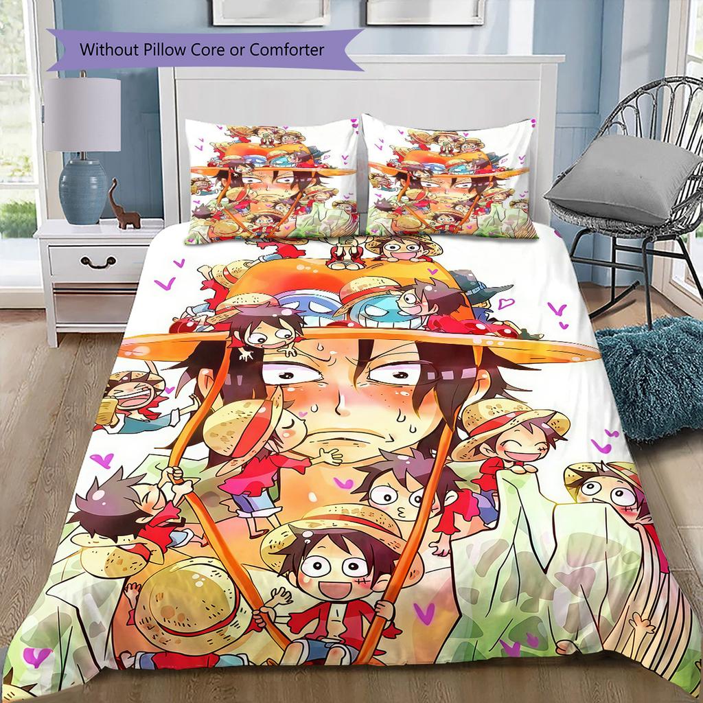 One Piece Pattern Bedding Quilt Set Quilt Cover Pillowcase Home Birthday Gift(1 * duvet cover + 2 * pillowcase, without core)